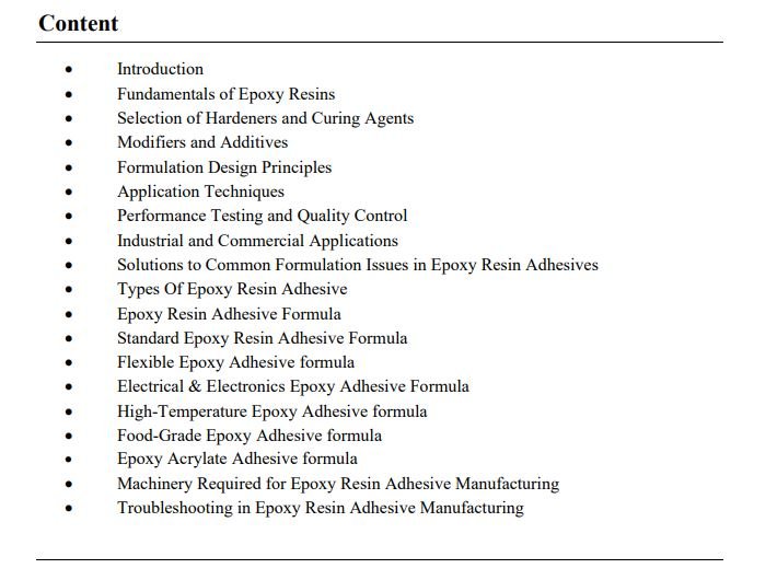 Epoxy Resin Adhesive Formulation