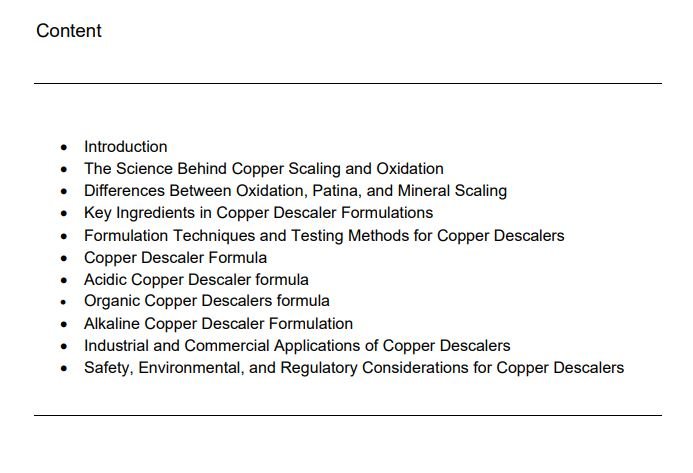 copper descaler formula