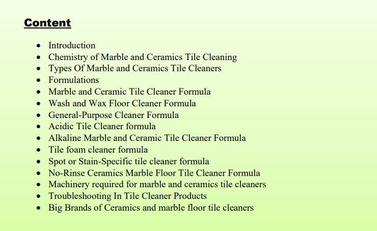 marble and ceramics tile cleaner formula