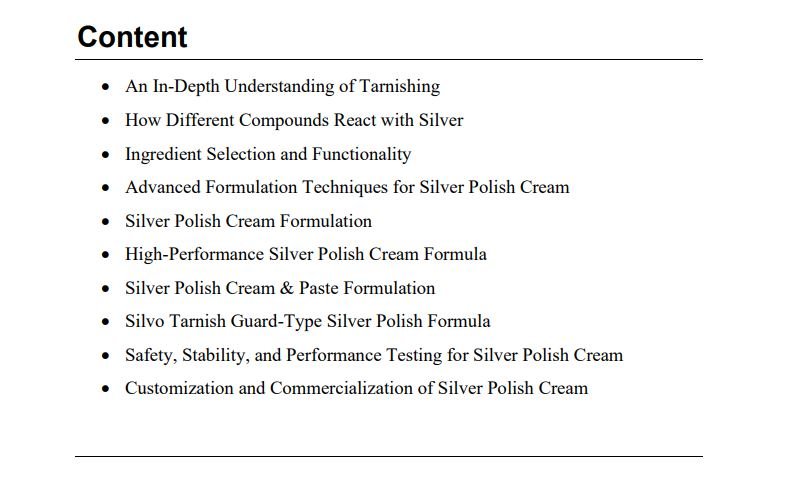 silver polishing cream formulation