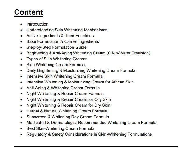 skin whitening cream formula