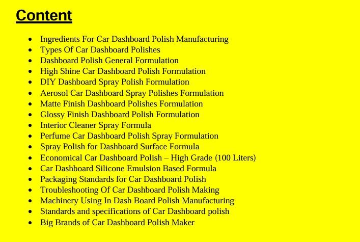 car dashboard polish formula