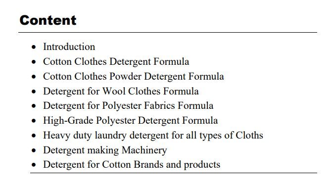 detergent for cotton cloths formula