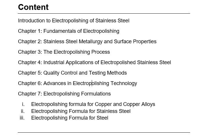 Electropolishing of Stainless Steel