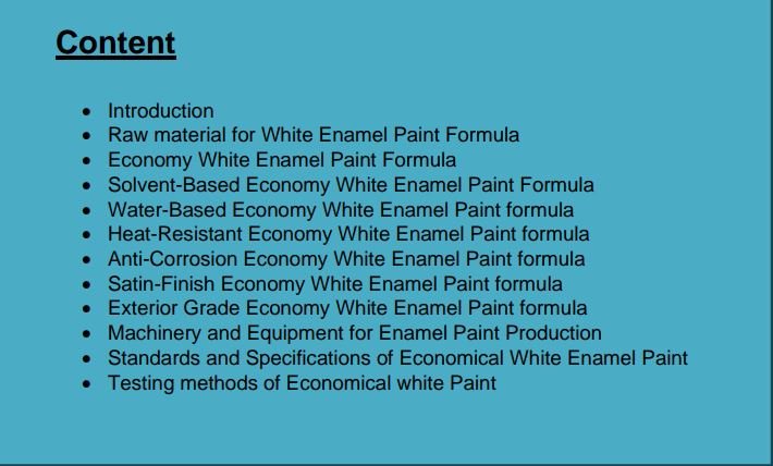 white enemal paint formula ecnomical