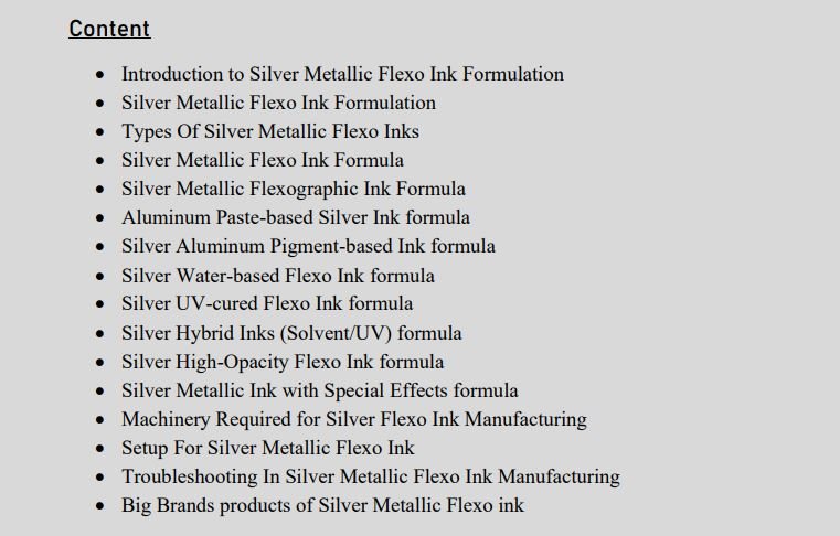 silver metallic flexo ink formula