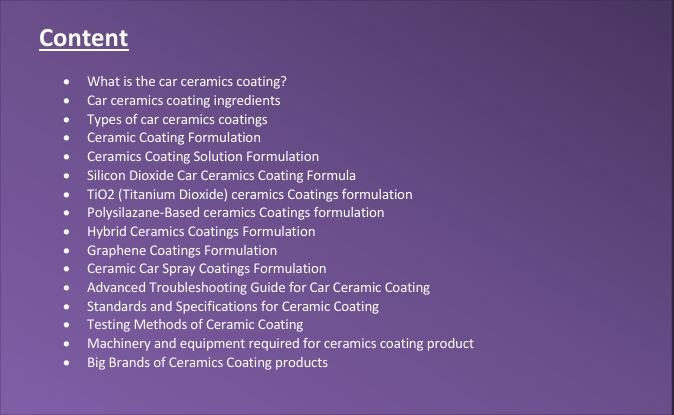 car ceramics coating formulation