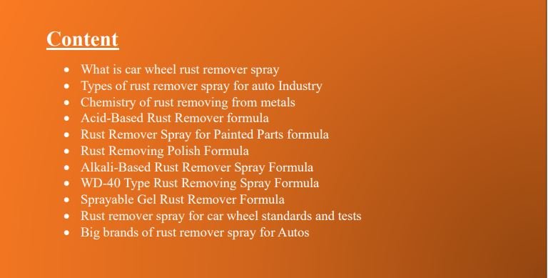 car wheel rust remover spray formula
