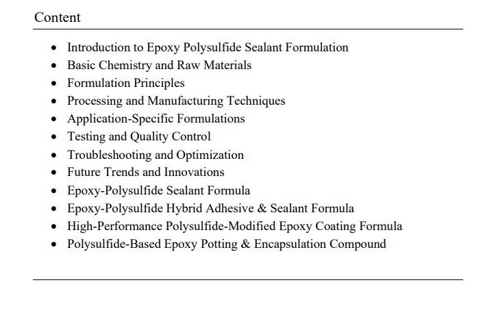 Epoxy Polysulfide Sealant Formulation