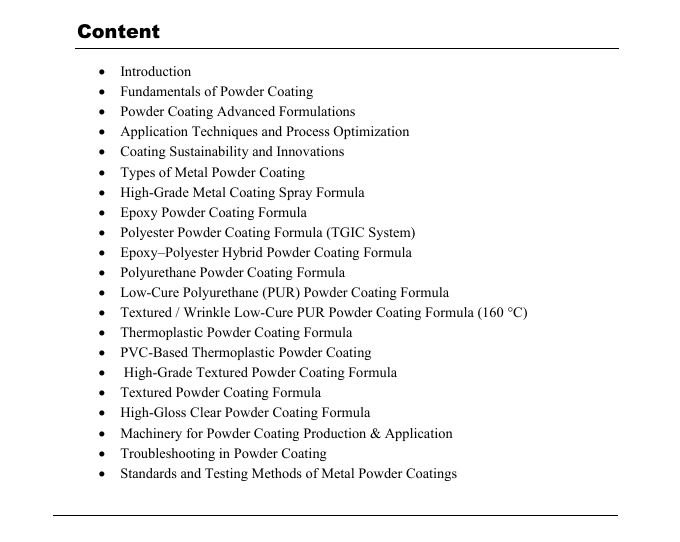 Metal Powder Coating Formula