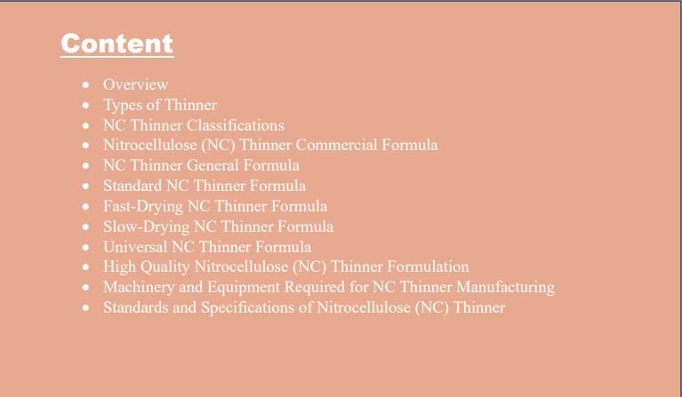 NC Thinner formula