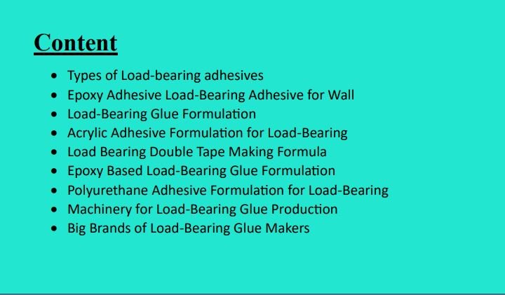 Load bearing glue formulation