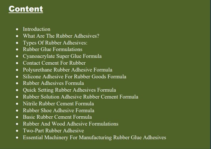 rubber glue adhesive formula