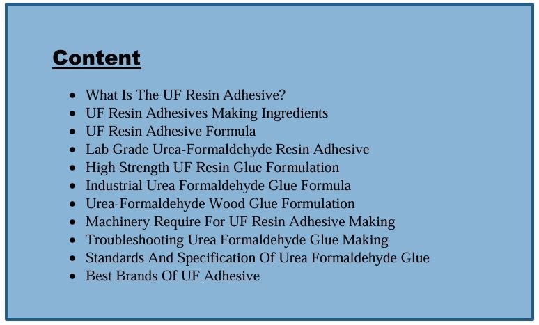 UF Resin Adhesive Formulation - Image 2