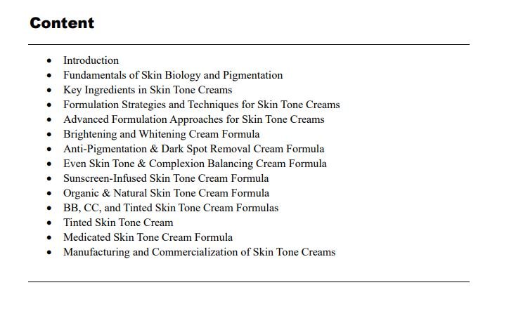 skin tone cream making formula