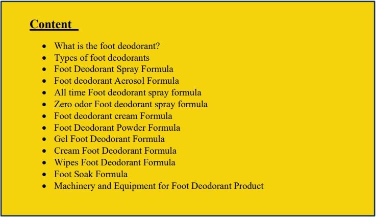 foot deodorant spray formula