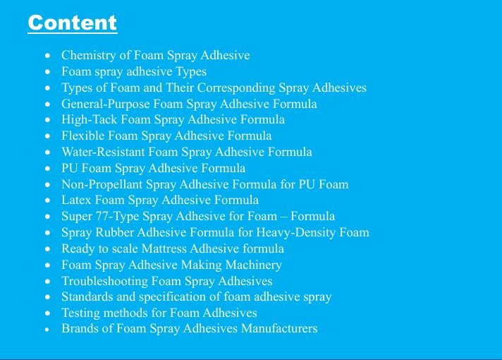 foam spray adhesive formula