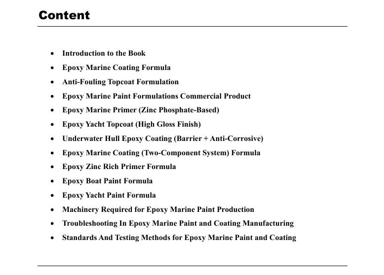 Epoxy marine paint formula