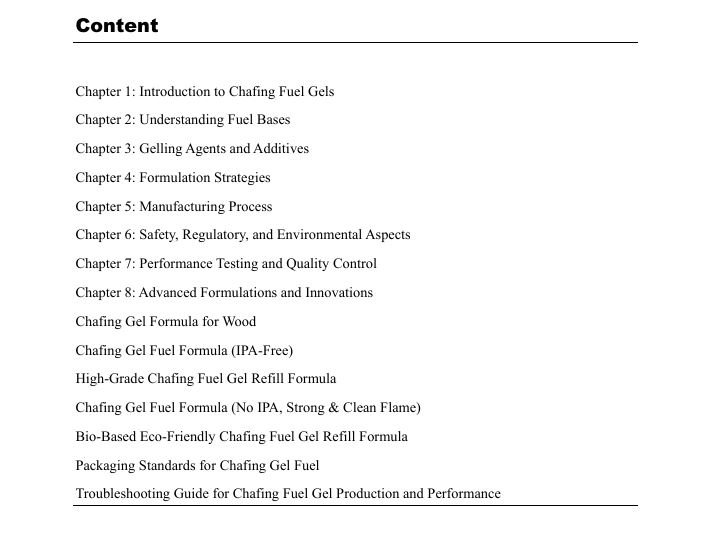 Chafing Fuel Gel Formulation