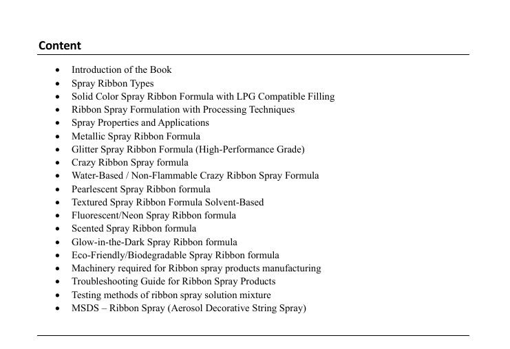 Ribbon Spray for Party Formulation
