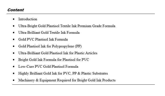 Bright Gold Ink Formulations