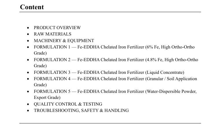 EDDHA-Chelated Iron Fertilizers Formulations