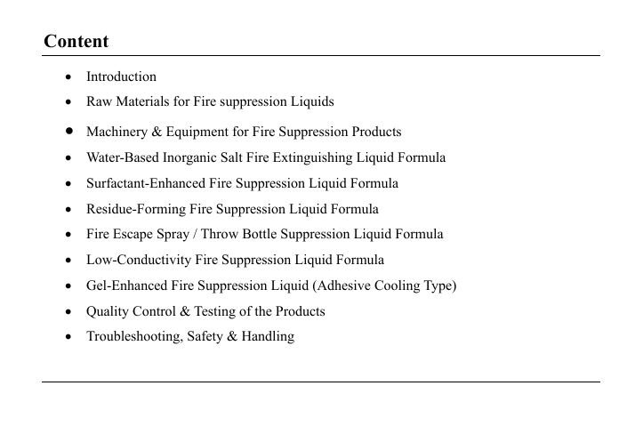 Fire Suppression Liquids Formula