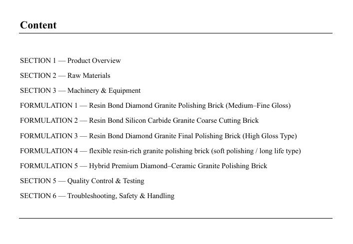Granite Polishing Bricks & Buffing Bars Formula - Image 2
